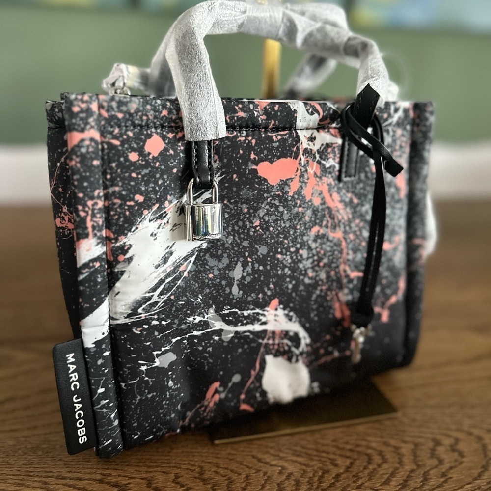 NWT！NEW！Marc Jacobs Mini Grind Nylon Tote Crossbody -Tiedye Splatter Paint Women